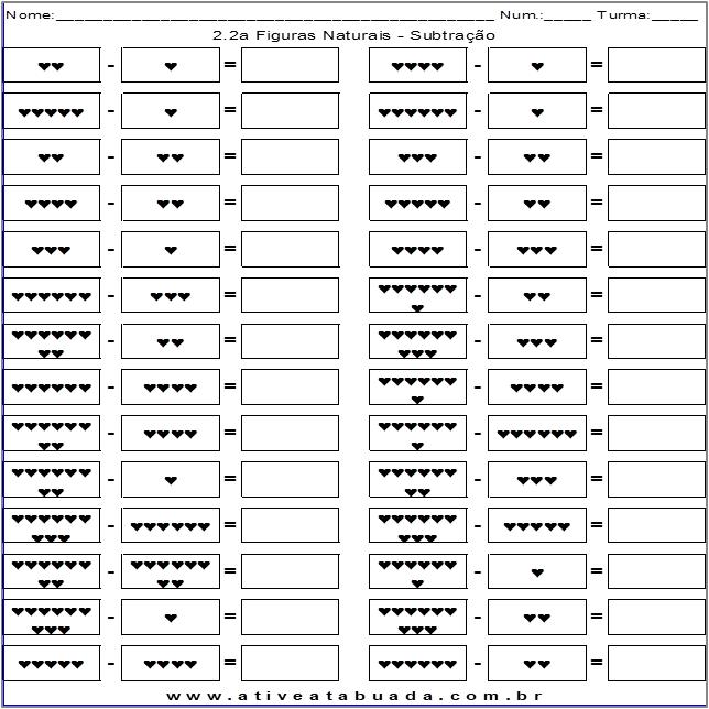 Atividade 2.2a Figuras Naturais - Subtração