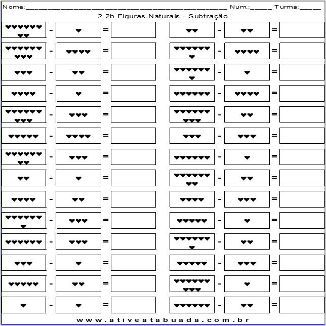 Atividade 2.2b Figuras Naturais - Subtração
