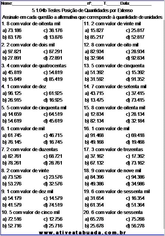 Atividade 5.1.04b Testes Posição de Quantidades por Extenso