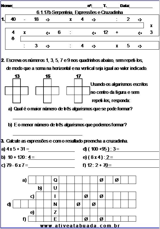 ➥ Quiz de Matemática 6º Ano #3  Operações de Matemática do 6º Ano  [INÉDITO] 