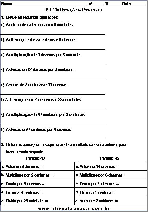 6-01 Operações com Números Naturais. Problemas e Exercícios. > aMath