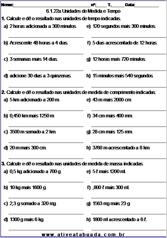 Atividade 6.1.22a Unidades de Medida e Tempo