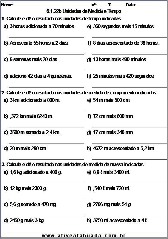 Exercícios - Medidas de Tempo