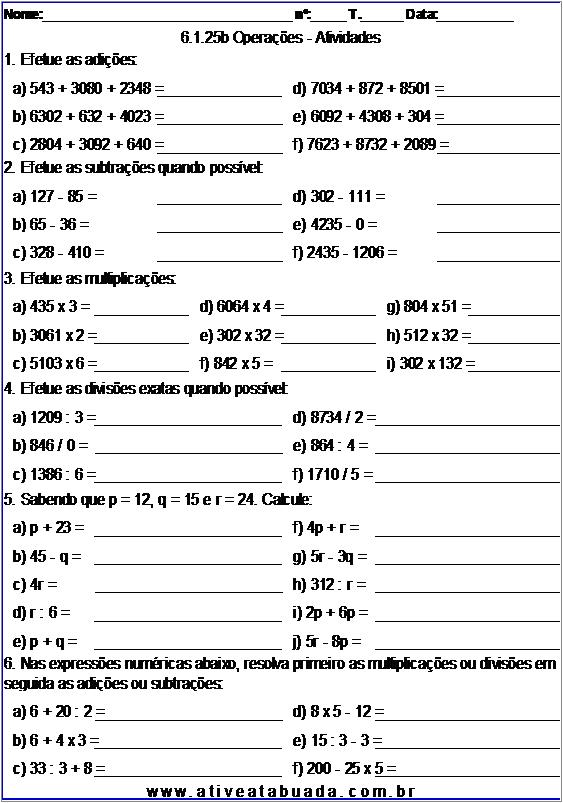 Atividade 6.1.25b Operações - Atividades