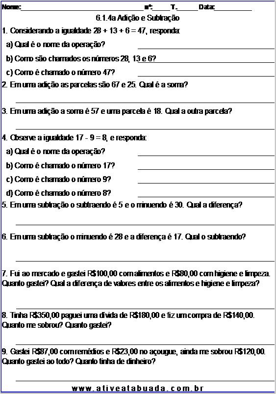 Atividade 6.1.4a Adição e Subtração