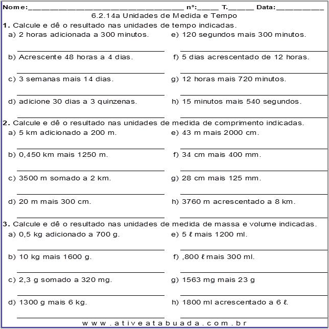 Atividade 6.2.14a Unidades de Medida e Tempo