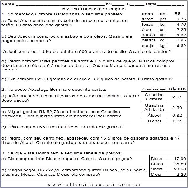 Atividade 6.2.16a Tabelas de Compras