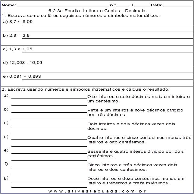 6-03 Operações com Números Fracionários. Problemas e Exercícios