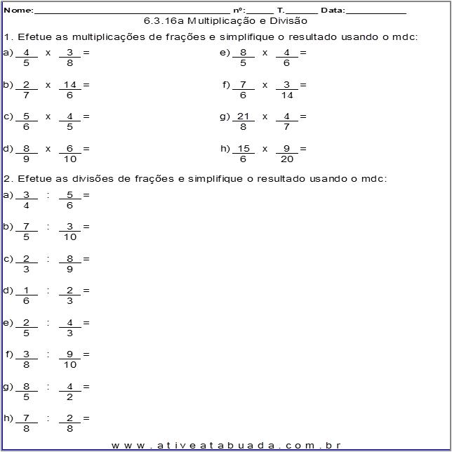 Atividade 6.3.16a Multiplicação e Divisão