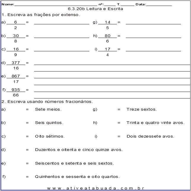 6-03 Operações com Números Fracionários. Problemas e Exercícios