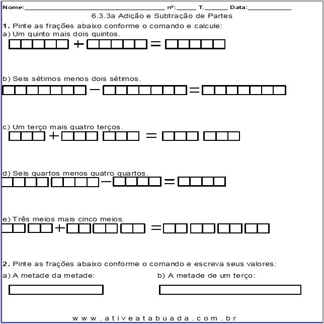 Atividade 6.3.3a Adição e Subtração de Partes