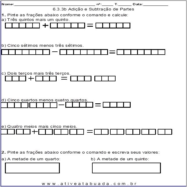 Atividade 6.3.3b Adição e Subtração de Partes