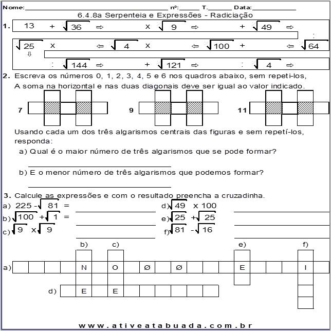 Atividade 6.4.8a Serpenteia e Expressões - Radiciação