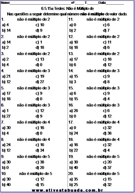 Atividade 6.5.15a Testes: Não é Múltiplo de