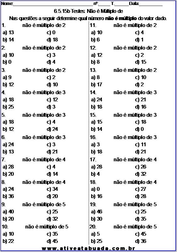 Atividade 6.5.15b Testes: Não é Múltiplo de
