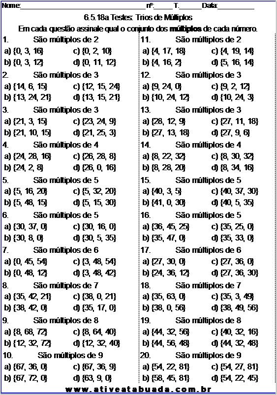 Atividade 6.5.18a Testes: Trios de Múltiplos