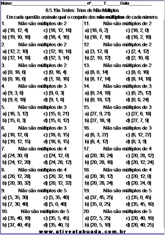 Atividade 6.5.19a Testes: Trios de Não Múltiplos