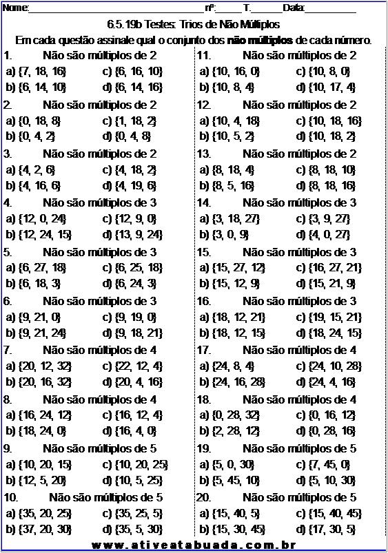 Atividade 6.5.19b Testes: Trios de Não Múltiplos