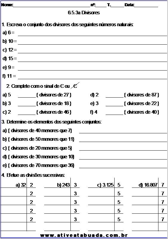 Atividade 6.5.3a Divisores