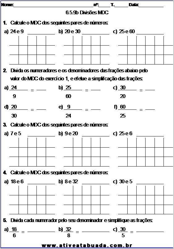 Atividade 6.5.9b Divisões MDC