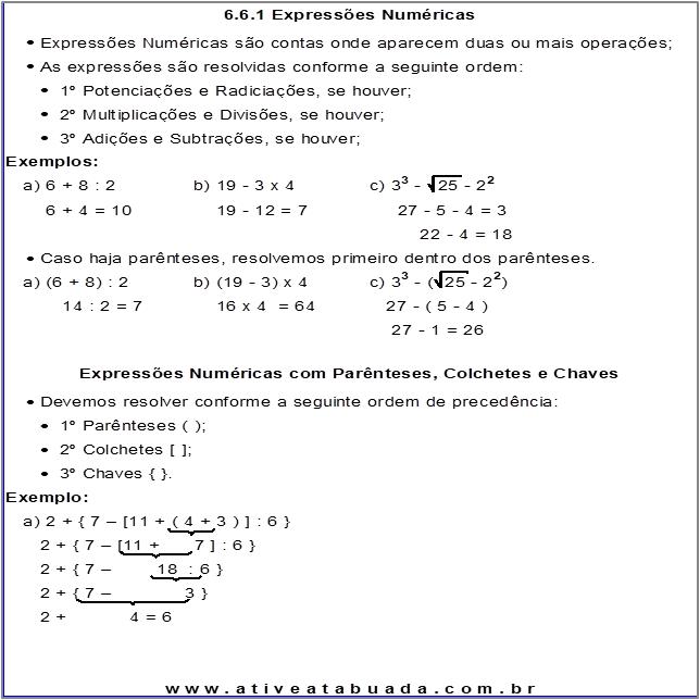 Atividade 6.6.1 Expressões Numéricas