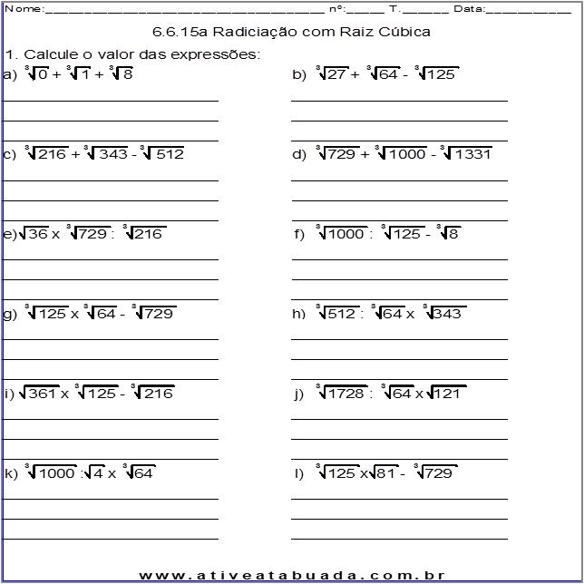Atividade 6.6.15a Radiciação com Raiz Cúbica
