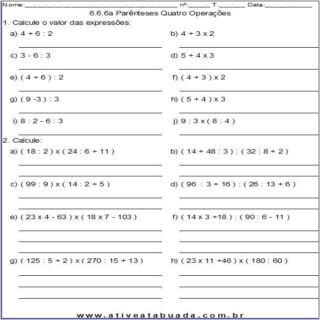 Atividade 6.6.6a Parênteses Quatro Operações