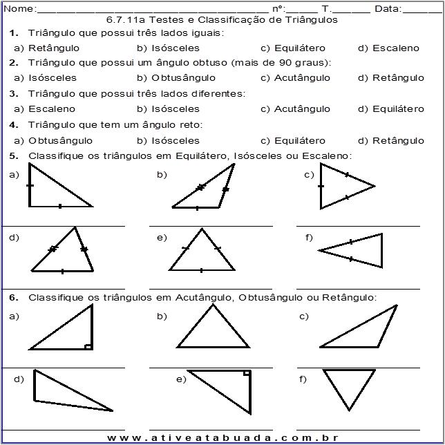 Atividade 6.7.11a Testes e Classificação de Triângulos