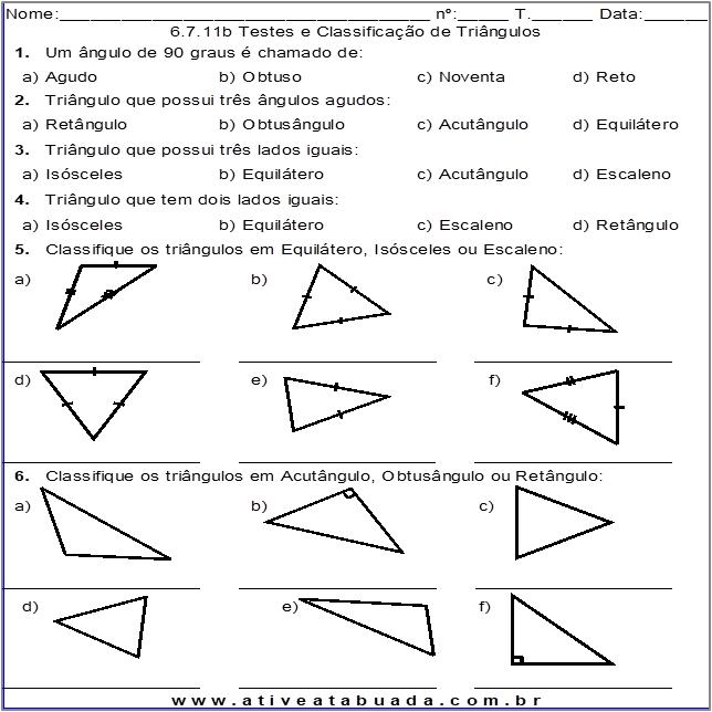 Atividade 6.7.11b Testes e Classificação de Triângulos