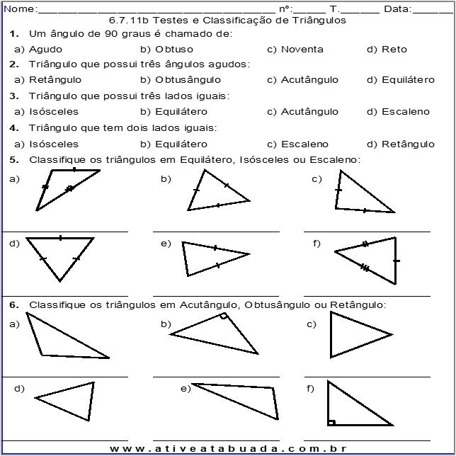 Teste Matemática 7 Ano, PDF, Triângulo