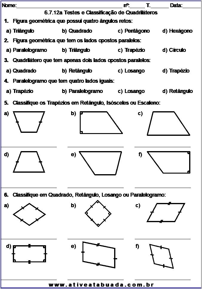 Teste Matemática 7 Ano, PDF, Triângulo