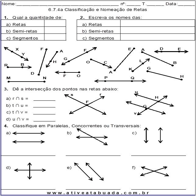 Atividade 6.7.4a Classificação e Nomeação de Retas