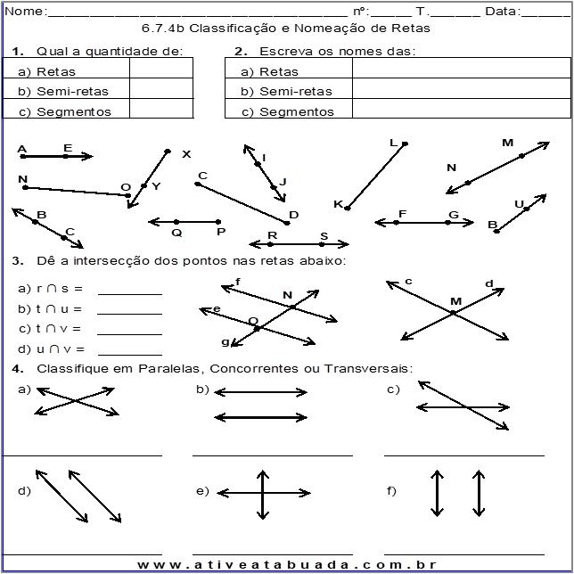 Atividade 6.7.4b Classificação e Nomeação de Retas