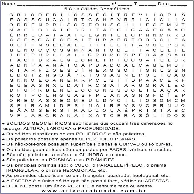 Atividade 6.8.1a Sólidos Geométricos