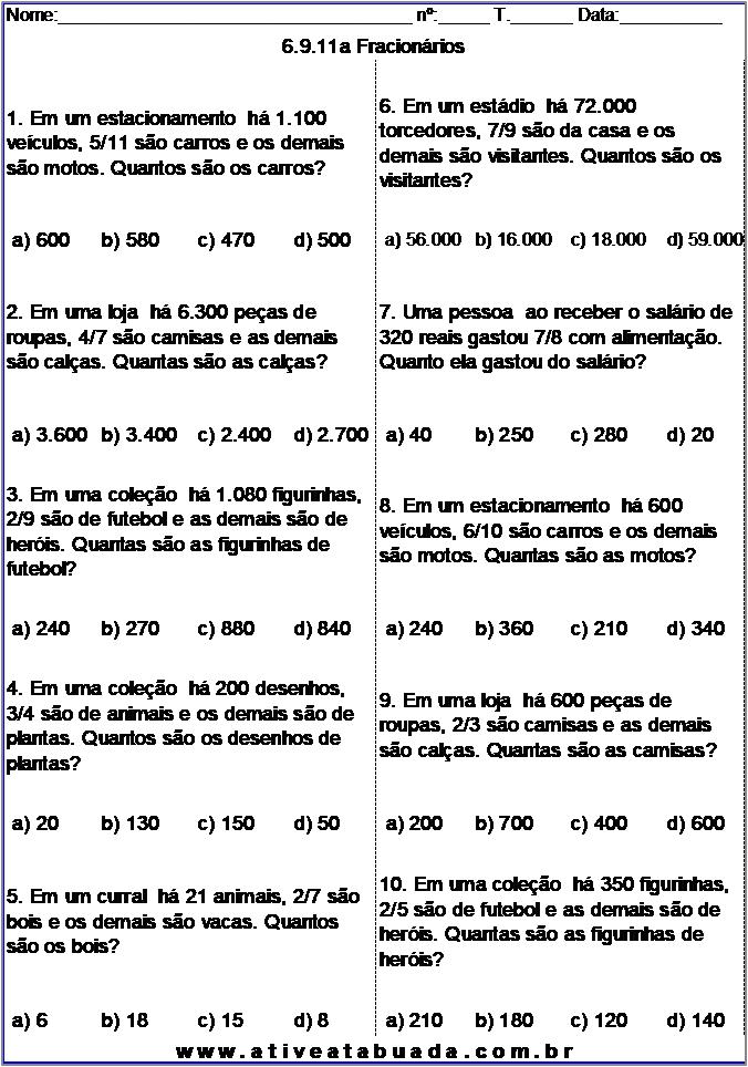 Atividade 6.9.11a Fracionários