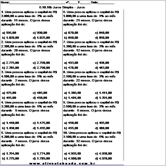 Atividade 6.10.10b Juros Simples - Juros