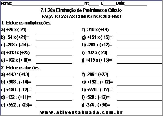 Atividade 7.1.20a Eliminação de Parênteses e Cálculo