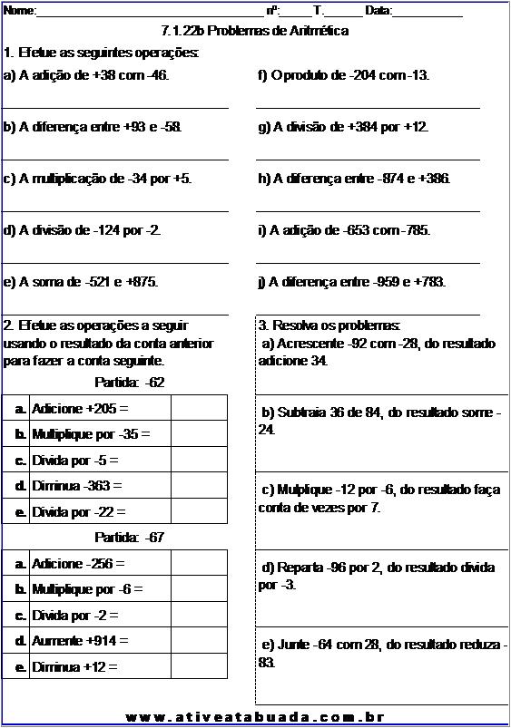 Atividade 7.1.22b Problemas de Aritmética