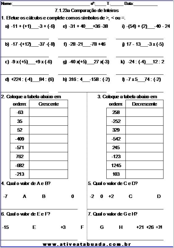 Atividade 7.1.23a Comparação de Inteiros