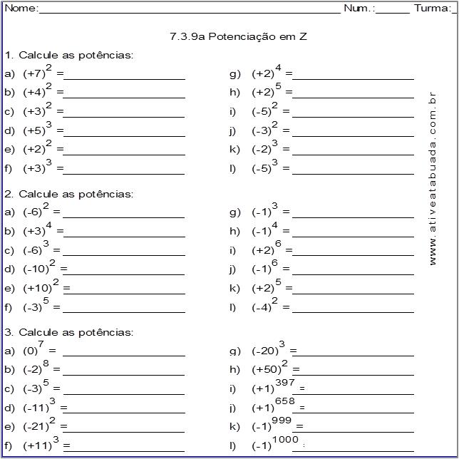 Atividade 7.3.9a Potenciação em Z