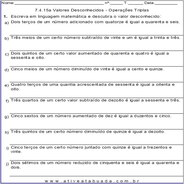 Atividade 7.4.15a Valores Desconhecidos - Operações Triplas