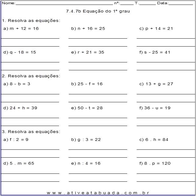 Atividade 7.4.7b Equação do 1º grau