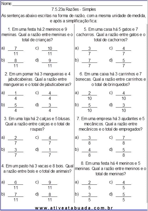 Atividade 7.5.23a Razões - Simples