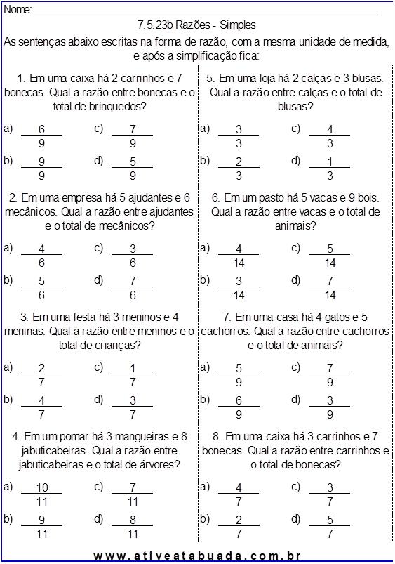 Atividade 7.5.23b Razões - Simples