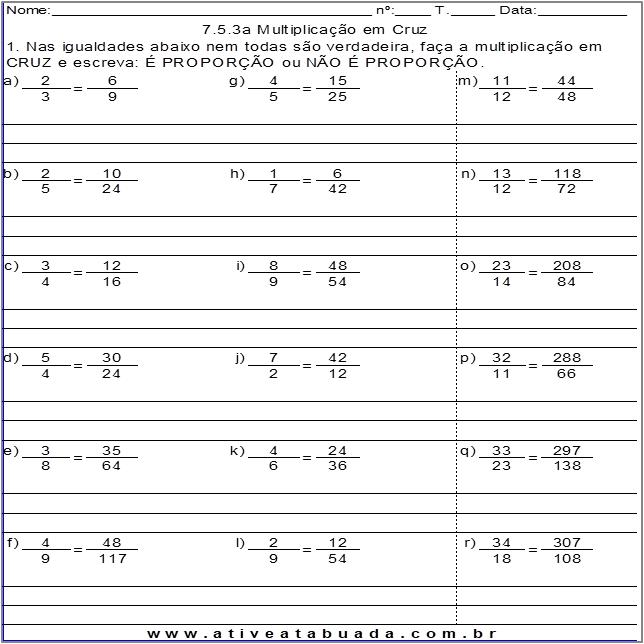 Atividade 7.5.3a Multiplicação em Cruz