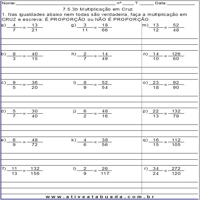 Atividade 7.5.3b Multiplicação em Cruz