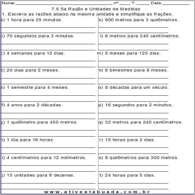 Atividade 7.5.5a Razão e Unidades de Medidas