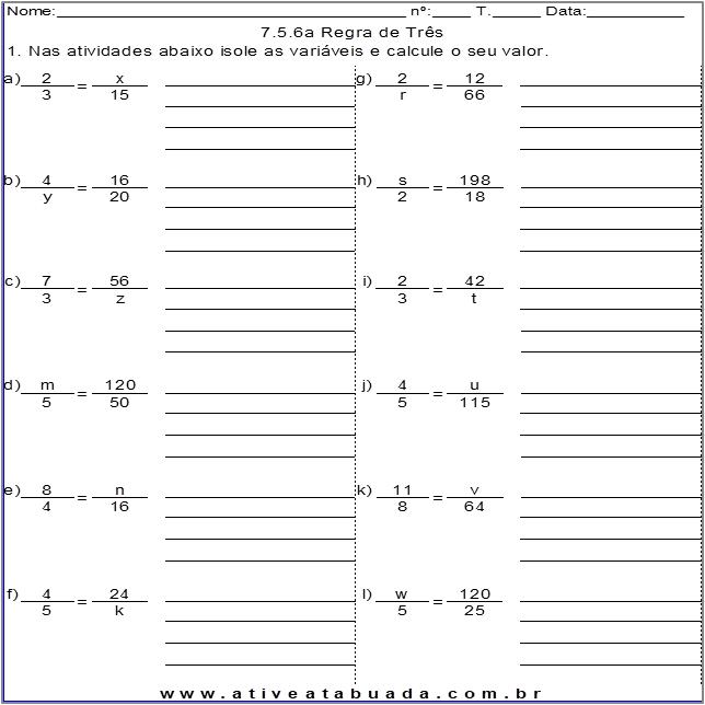 Atividade 7.5.6a Regra de Três
