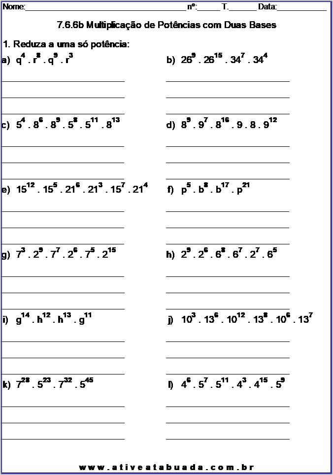 Atividade 7.6.6b Multiplicação de Potências com Duas Bases