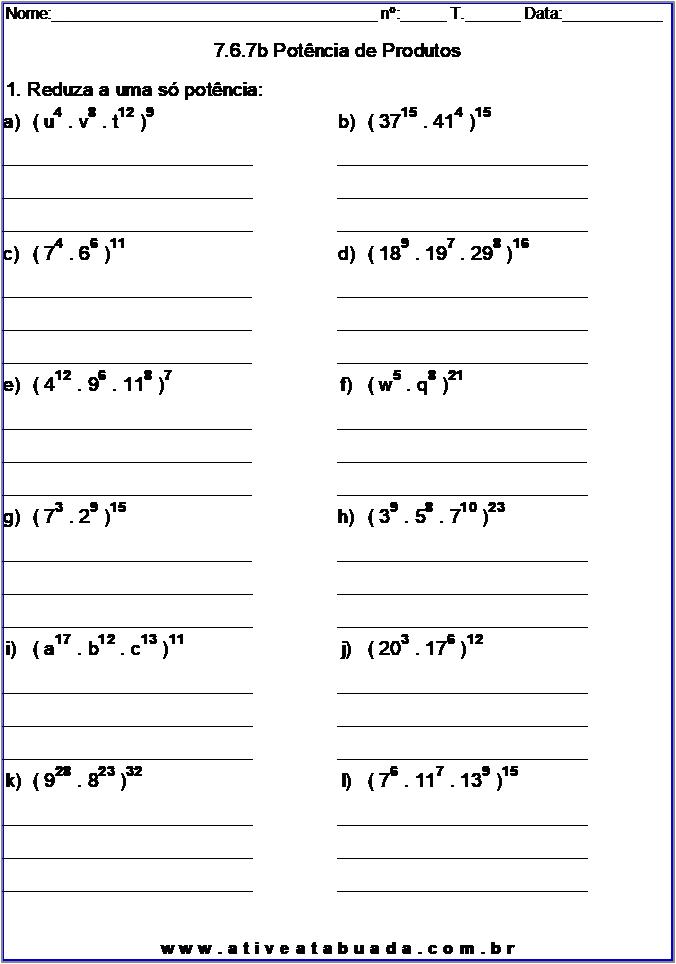 Atividade 7.6.7b Potência de Produtos
